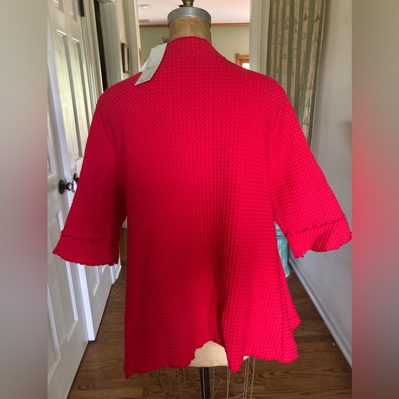 NWT FOCUS Waffle Swing Cardigan Jacket 100% preshrunk Cotton RED MEDIUM - Picture 4 of 10